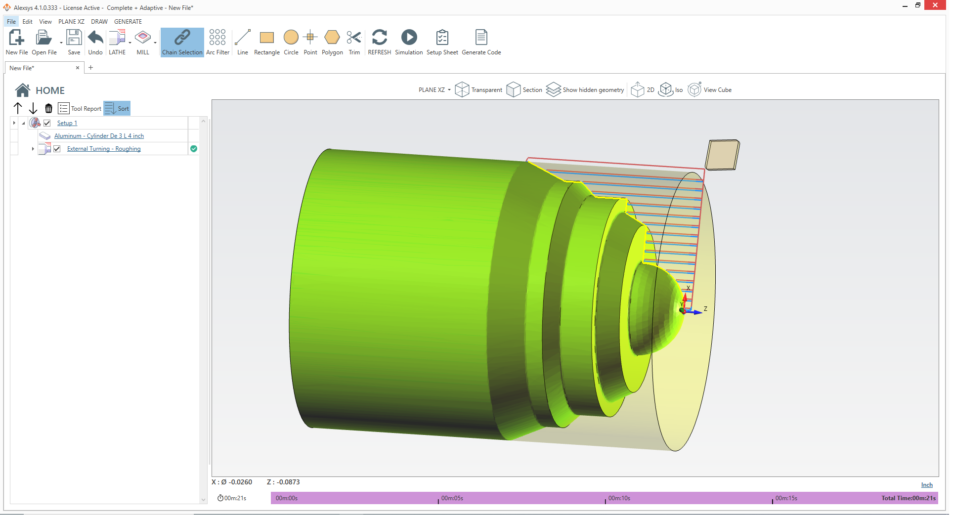 Simulating the toolpath in the Alexsys™ Lathe conversational control