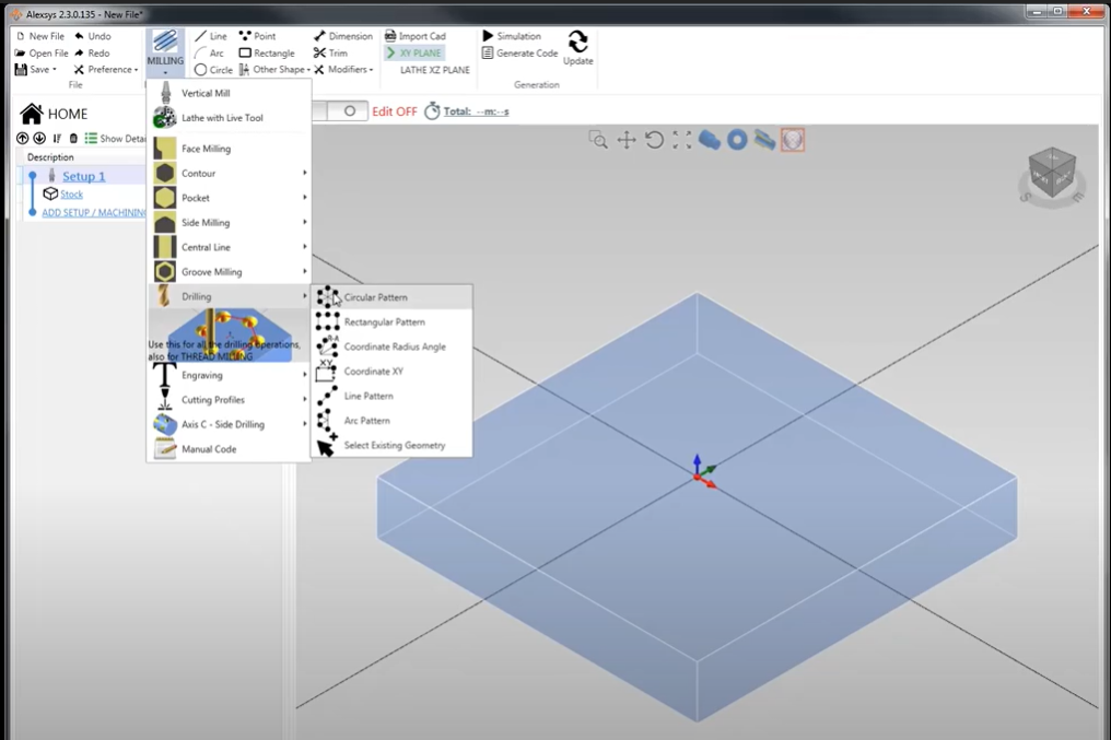 Adding a drilling cycle in the Alexsys™ conversational control