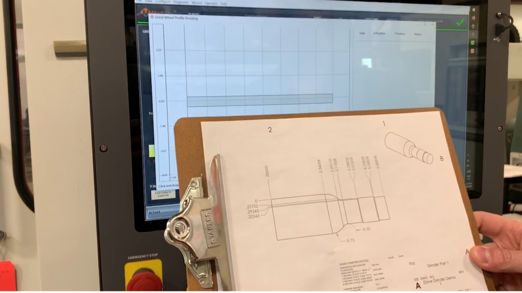 MACHMOTION CENTERLESS GRINDER CONVERSATIONAL PROFILE DRESS PROGRAMING FROM A FROM A PART DRAWING
